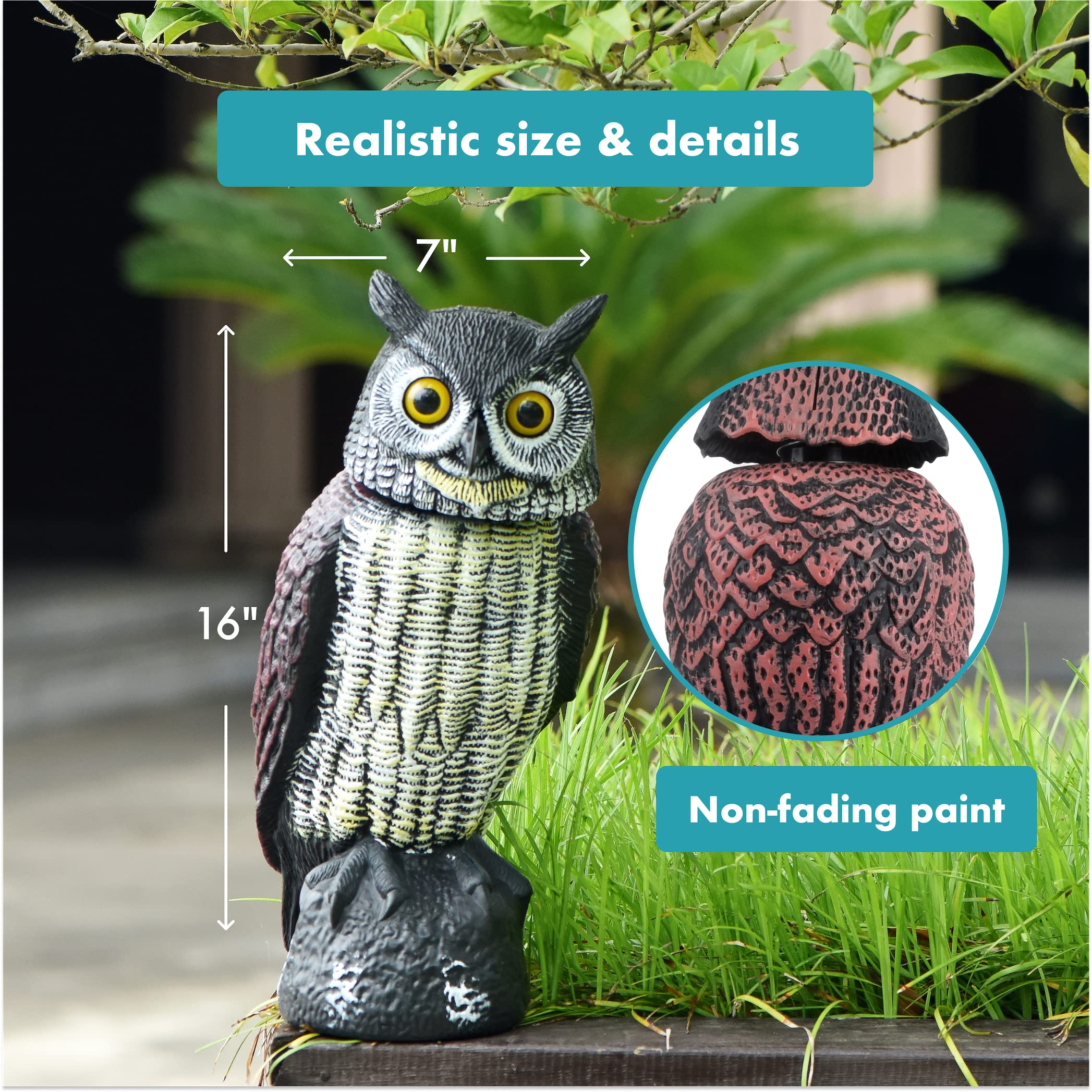 Amazon.com : Bird Blinder Rotating Head Owl Decoy - Large Horned